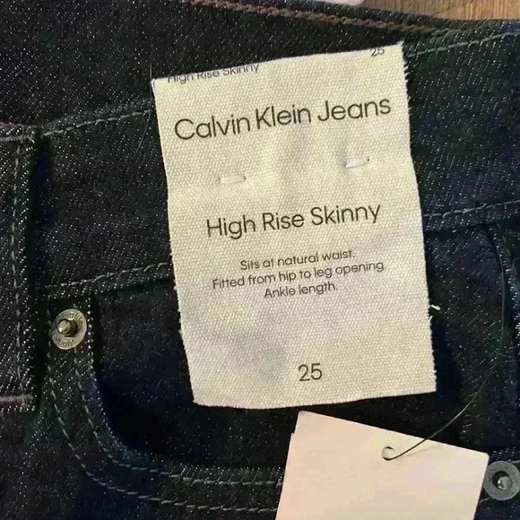 Calvin Klein High Rise Skinny Jeans Button Fly Dark Denim Size 25 - Picture 5 of 8